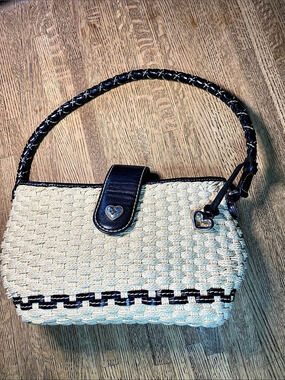 Vintage Brighton "Phyllis" Woven Straw Baguette Shoulder Bag 2000s
